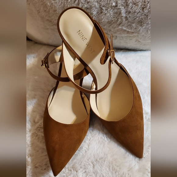 Nine West Tan Slip In Heels. Sz 11M New - Picture 9 of 10
